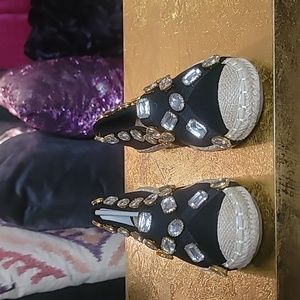 Black rhinestone embellished shoes